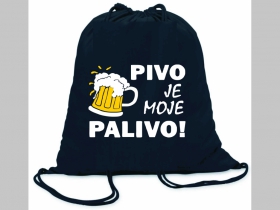 Pivo je moje palivo! ľahké sťahovacie vrecko ( batôžtek / vak ) s čiernou šnúrkou, 100% bavlna 100 g/m2, rozmery cca. 37 x 41 cm